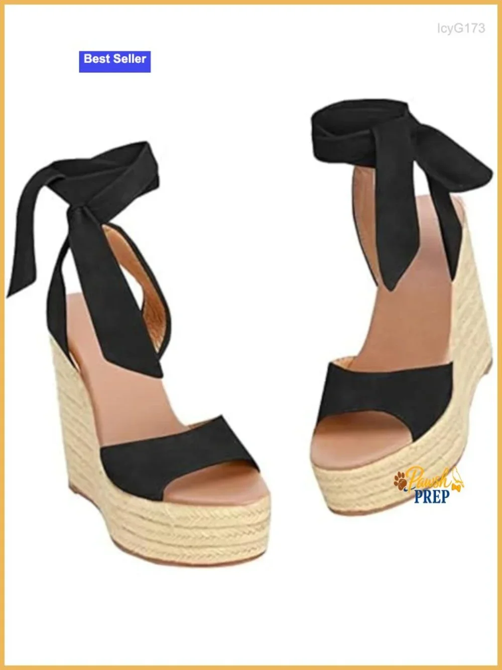 Open Toe Espadrille Wedge Heels with Ankle Strap & Buckle